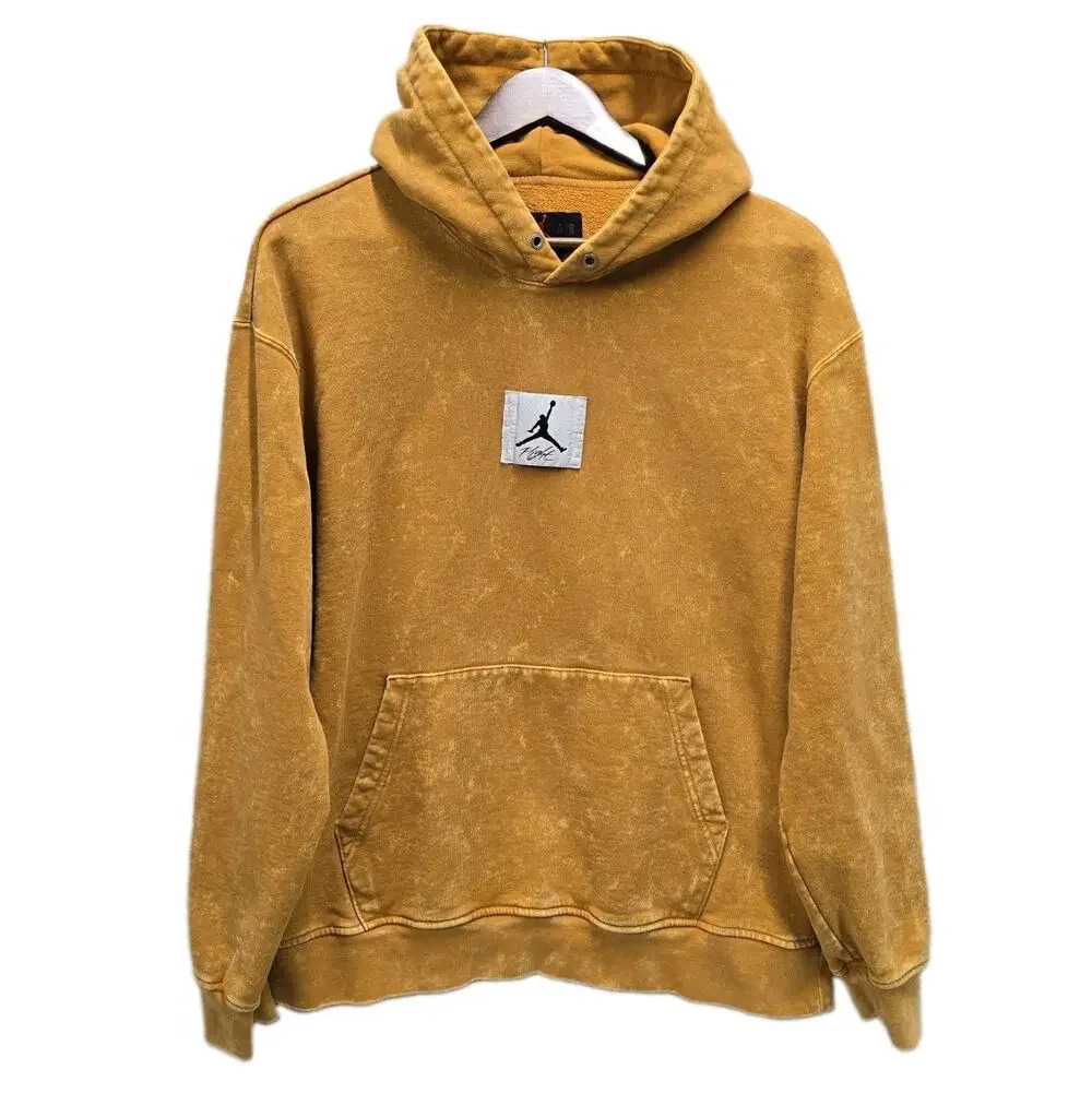 Jordan Essentials Statement Washed Fleece Pullover Hoodie Chutney Yellow Men's L